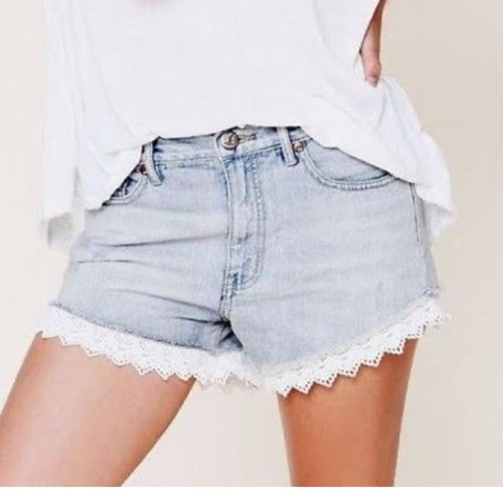 Free people lace jean shorts